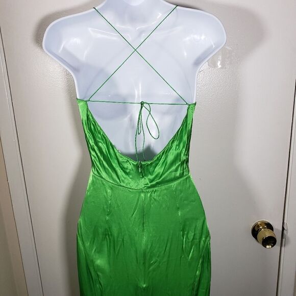Overthesea Andromeda Green Satin Cut Out Cocktail Mermaid Fairy 90s Dress Size S - Picture 6 of 15